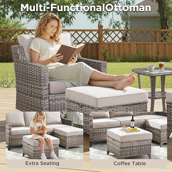 Patio Furniture Set with 42.5" Fire Pit Table-6 Pieces All Weather Wicker - Image 5
