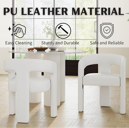 RIVOVA Modern Barrel Dining Chairs Set of 6, PU Leather Upholstered Accent Side - Image 3