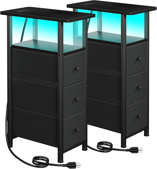 LOAKEKEL Narrow End Tables Living Room Set of 2 by LOAKEKEL