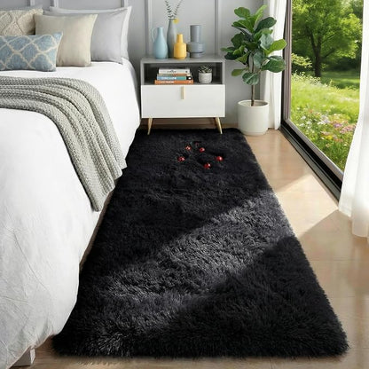PAGISOFE Black Runner Rugs for Bedroom, Living Room 2x6 Small Plush Fluffy Boys by PAGISOFE