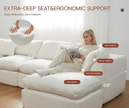 GRUSIGN 110'' Oversized Cloud Sectional Boneless Couch - Image 4