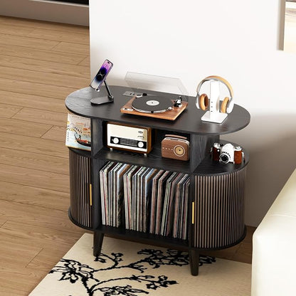 LUVIOHOME Large Round Record Player Stand - Image 4