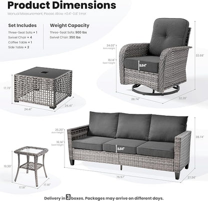 ovios 8 Pieces Patio Furniture Set, Outdoor Wicker Sofa Couch - Image 8