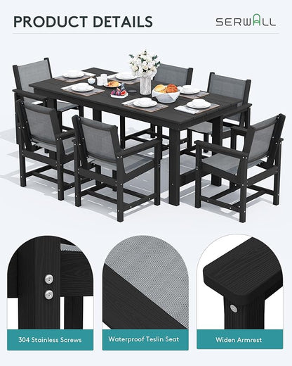 SERWALL 5 Piece Patio Dining Sets, Outdoor HDPE Dining Furniture Set - Image 6