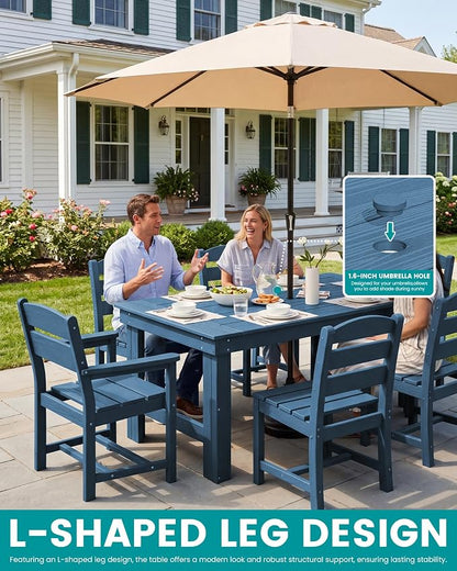 SERWALL Outdoor Dining Table Set, 67‘’ HDPE Patio Dining Set - Image 3