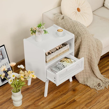 Lerliuo Rattan Nightstands Set of 2, Side Table - Image 4