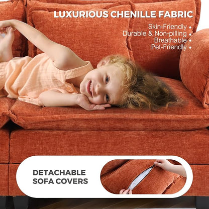 ELUCHANG 150" U Shaped Modular Sectional Cloud Couch - Image 4