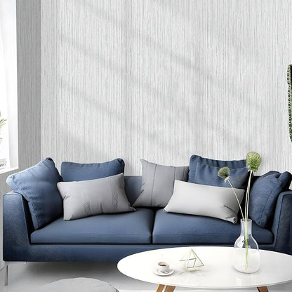 Beige Grey Grasscloth Wallpaper Peel and Stick 15.74" X 472.44" Removable - Image 3