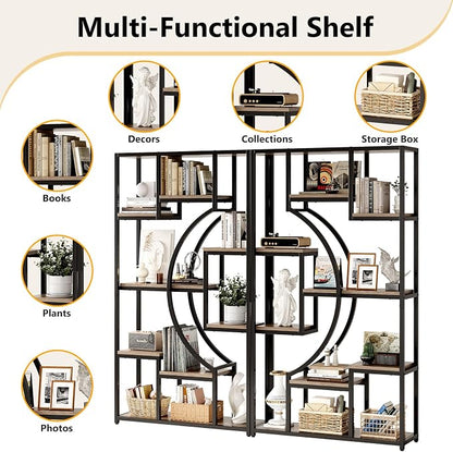 HolliWill 70.8" Tall Bookshelf Set of 2, Etagere Bookcase - Image 8