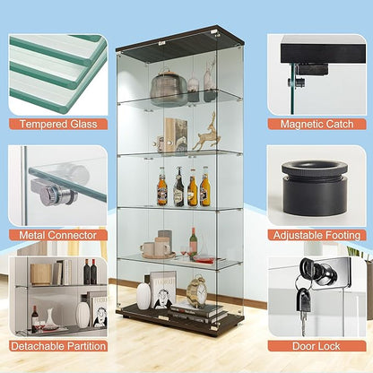 FANYUSHOW 5-Shelf Tempered Glass Display Cabinet - Image 4
