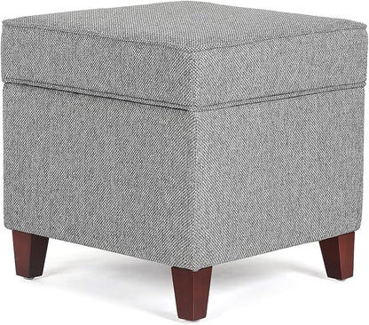 Adeco 17 Inch Square Linen Storage Ottoman by Adeco