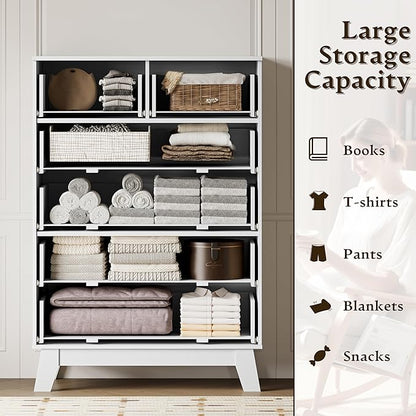 BORNOON 46" Tall Dresser for Bedroom, 6-Drawer Fluted Chest of Drawers - Image 4