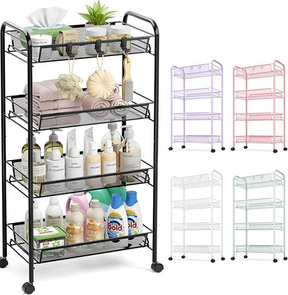 TOOLF 4-Tier Rolling Cart, Metal Utility Cart by TOOLF