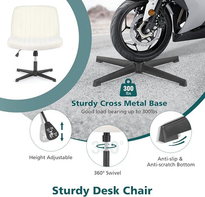 OLIXIS Criss Cross Chairs Legged Armless No Wheels Wide Seat Height Adjustable - Image 6