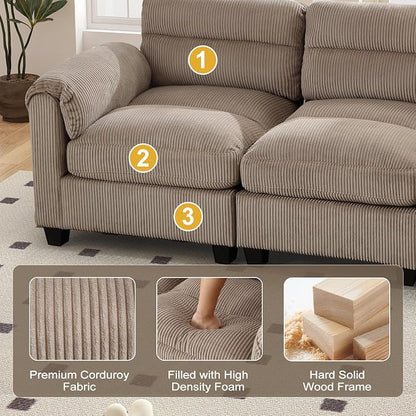 HAOMARKETS Corduroy Sofa Set, Two Upholstered Loveseat, and 3-Seater Couch - Image 4
