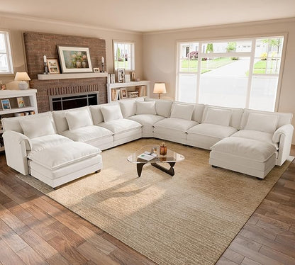 ELUCHANG 150" Oversized V-Shaped Cloud Couch Modular Sectional Sofa by ELUCHANG