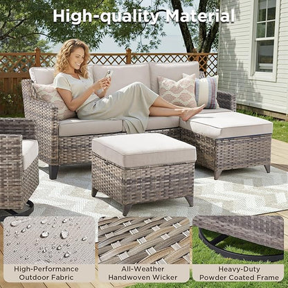 Outdoor Patio Furniture Set-5 Pieces All-Weather Wicker Outdoor Furniture - Image 3