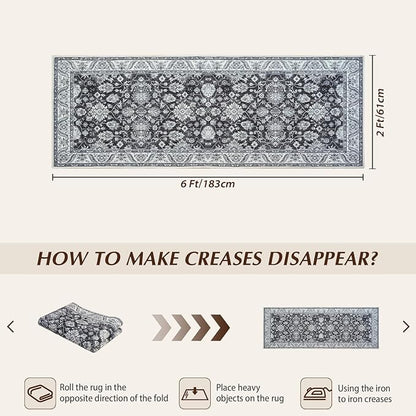 Washable Runner Rug, 2x6Ft Floral Runners - Image 2