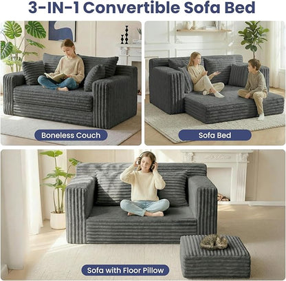 3-in-1 Convertible Sofa Bed: Boneless Loveseat Sleeper & Folding Couch Bed - Image 3