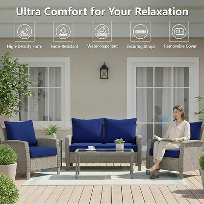 19x19 Inch Patio Chair Cushions Set of 4, Outdoor Furniture Cushions - Image 2