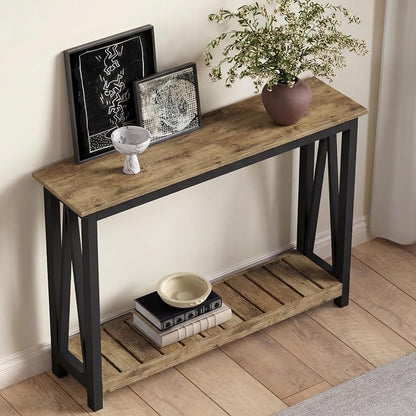 ChooChoo Farmhouse Console Table, Rustic Vintage Narrow Sofa Table - Image 5
