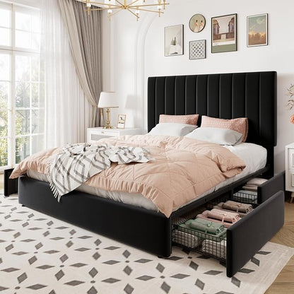Allewie Full Size Storage Bed Frame, Vertical Channel Tufted Adjustable - Image 9