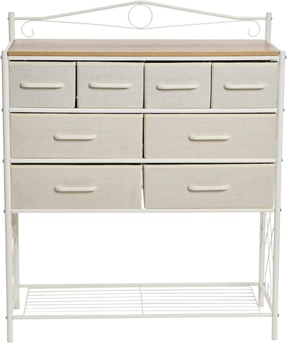 Household Essentials Coastal Oak & Iron Vintage 8-Drawer Sideboard - Image 4