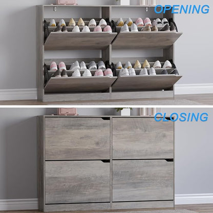 BORNOON Shoe Cabinet with 4 Flip Drawers, Narrow Hidden Shoe Storage Cabinet - Image 5