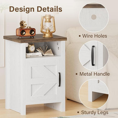 JUMMICO Farmhouse Nightstand, Modern Bedside Table - Image 3