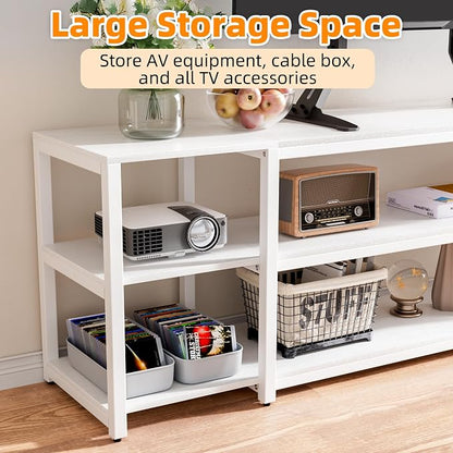 Aquzee White TV Stand for up to 85inch, Entertainment Center for 70 75 80 85" TV - Image 5