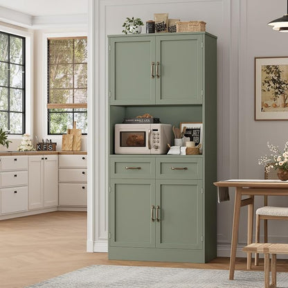 HOSTACK 71“ Tall Kitchen Pantry Storage Cabinet, Modern Kitchen Hutch Bar - Image 2