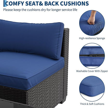 7-Piece Outdoor Patio Furniture Set, Modular Sectional Sofa - Image 4