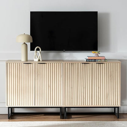 EYYTHUNG Fluted Cabinet with Storage Set of 2, Sideboard Buffet Cabinet with by EYYTHUNG