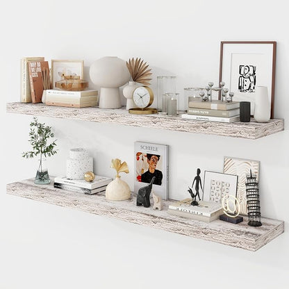 Acovy 48 Inch Floating Shelves, 9.3" Deep Floating Shelf Wall Mounted, Rustic by Acovy