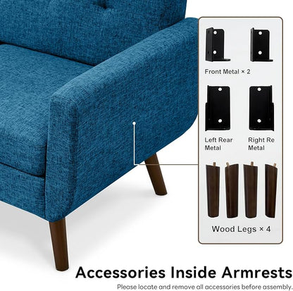 Tbfit 65" W Loveseat Sofa, Mid Century Modern Decor Love Seat Sofas and Couches - Image 9