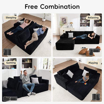 108" Boneless Couch, L-Shaped Modular Sectional Sofa - Image 5