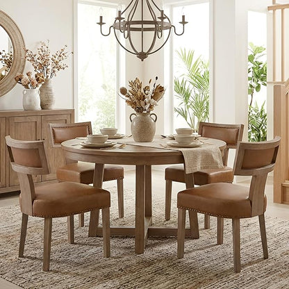 HNY Mid Century Modern Dining Chairs Set of 2, Farmhouse PU Leather Upholstered - Image 7