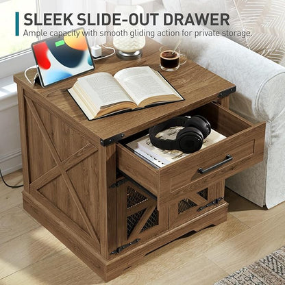 RALGEND Walnut Farmhouse End Table - Image 5