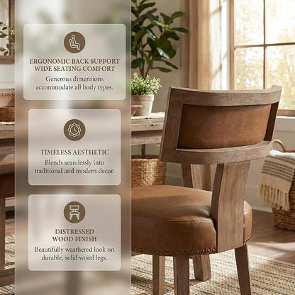 HNY Mid Century Modern Dining Chairs Set of 6, Farmhouse PU Leather Upholstered - Image 4