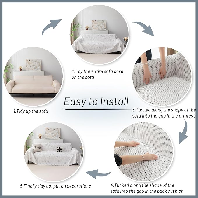 MYSKY HOME Couch Covers for 2 Cushion Couch Sofa, Chenille L Shape Sectional - Image 7