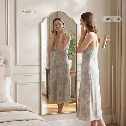 Besdomus Scalloped Full Length Mirror: 21"x56" Gold Arched Floor Mirror - Image 3