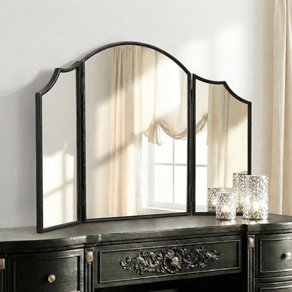Besdomus Black Scalloped Dresser Mirror: 36"x24" Large Modern 3 Way Trifold by Besdomus