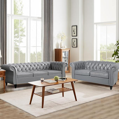 QHITTY 2 Piece Living Room Set, Sectional Chesterfield Sofa Chair Contemporary by QHITTYFurnitureLife