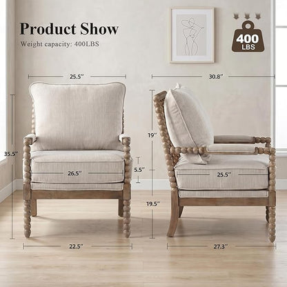 DUHOME Linen Fabric Spindle Accent Chair - Image 2