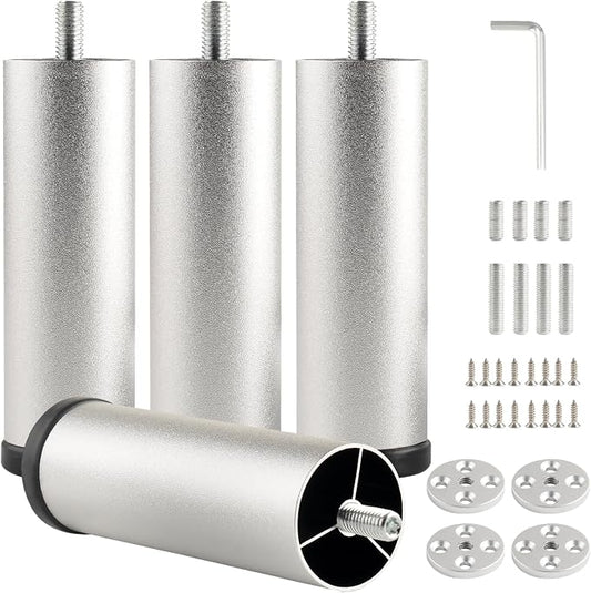 Furniture Support Legs Silver 4.7 Inch Couch Legs Screw in M8 Replacement End by Unknown