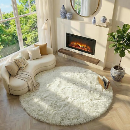 Amdrebio Ivory White Large Round Rug 8Ft - Image 5