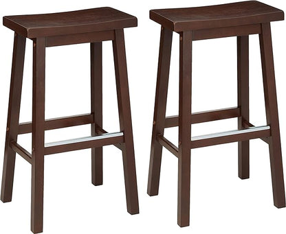 Amazon Basics Solid Wood Saddle-Seat Counter Height Bar Stools by AmazonBasics