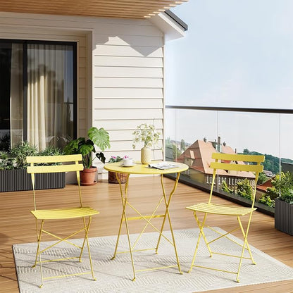 Bistro Table and Chairs Set of 2, 3 Piece Outdoor/Indoor Folding Patio Bistro - Image 2