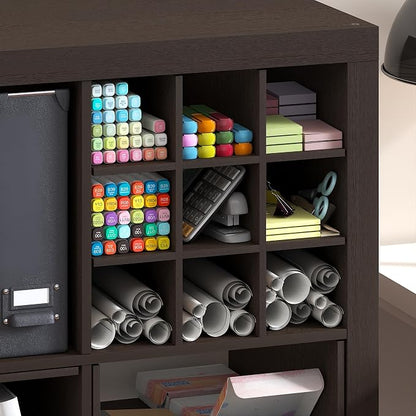 Furinno Cubicle Cube Insert, 9-Compartment Cube Organizer, Geometric Shelf - Image 4
