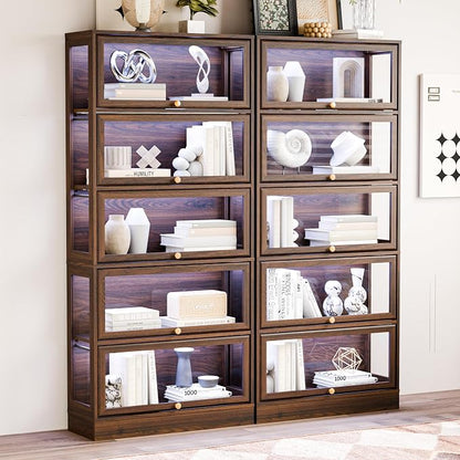 Display Cabinet with Acrylic Glass Doors, 5-Tiers Curio Cabinet with LED - Image 4